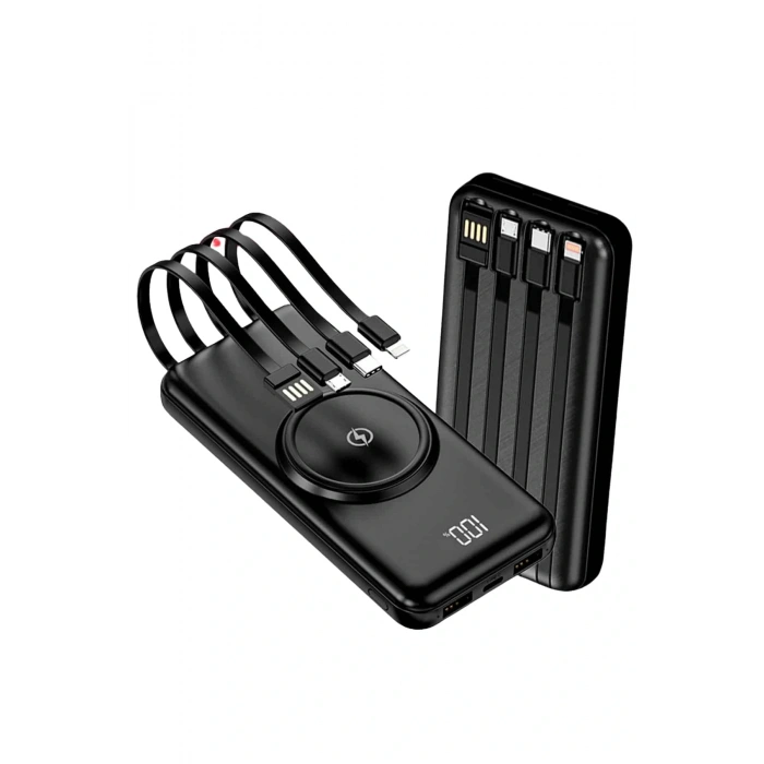 BFS Kablosuz Çoklu Şarj Girişli 10.000 Mah Kablolu Powerbank Taşınabilir
