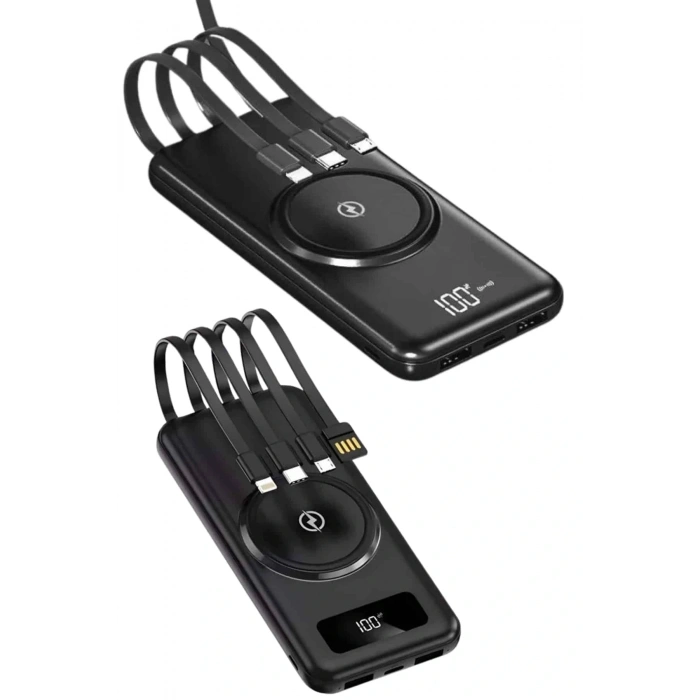 BFS Kablosuz Çoklu Şarj Girişli 10.000 Mah Kablolu Powerbank Taşınabilir