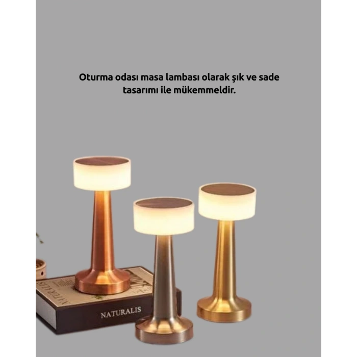 BFS Kablosuz Dokunmatik Masa Lambası – Şık Modern Metal Gövde, USB Şarjlı