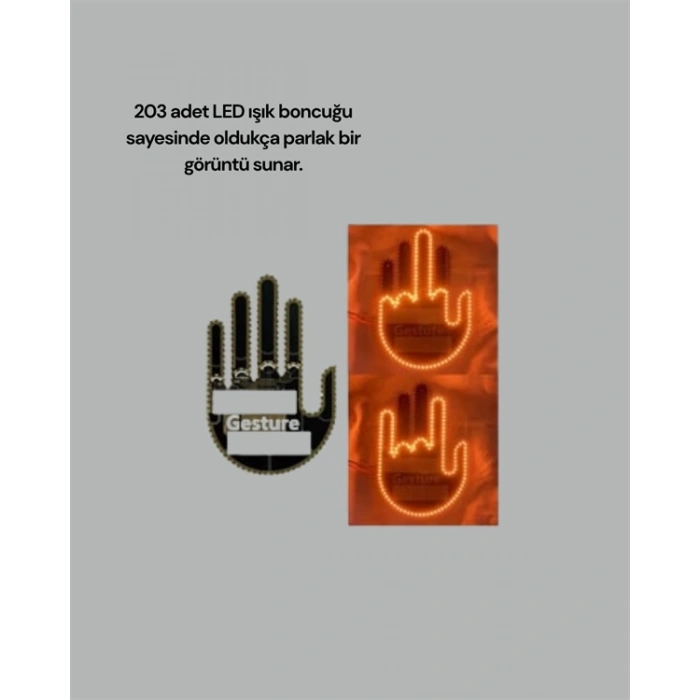 BFS Kablosuz Kumandalı LED Jest Işığı – 3 Modlu Araba Arkası Mesaj Işığı, 203 LED ile Yüksek Parlaklık