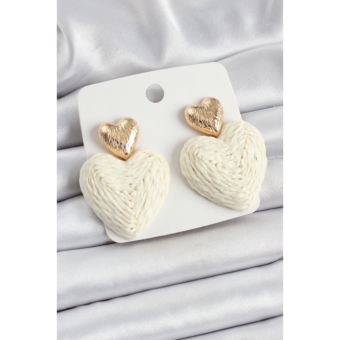 BFS Krem Kalp Figürlü Hasır Örgü Model Gold Renk Kadın Küpe