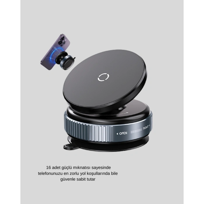 BFS Mıknatıslı Araç Telefon Tutucu Vakum Teknolojili 360° Ayarlanabilir