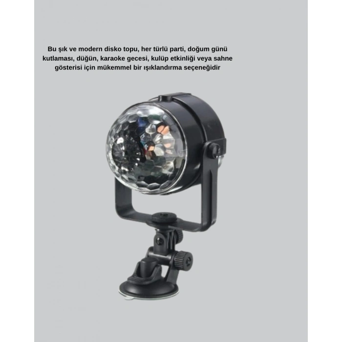 BFS Müzik Ritmine Duyarlı Renkli Disko Topu – 7 Modlu Işıklı Parti Lambası