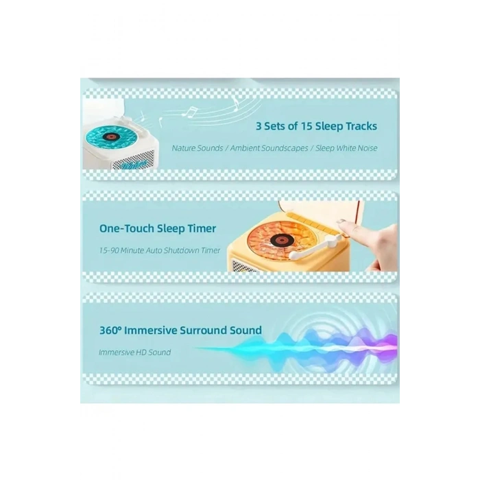 BFS Nostalji Mini Plak Görünümlü Radyolu Bluetooth Hoparlör 3d Ses Dalgası Retro Müzik Plak Beyaz