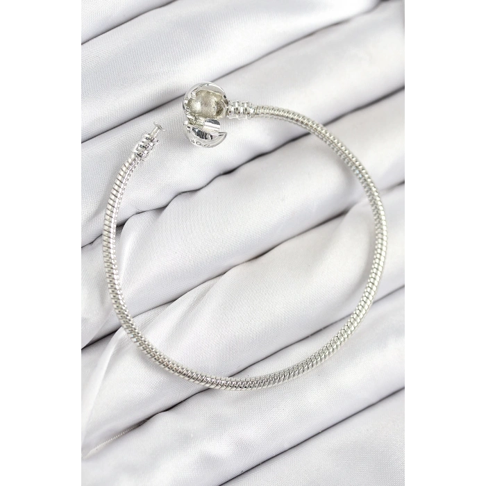 Mey İthalat® Pirinç Charm Topcuk Model Gümüş Renk Kadın Bileklik