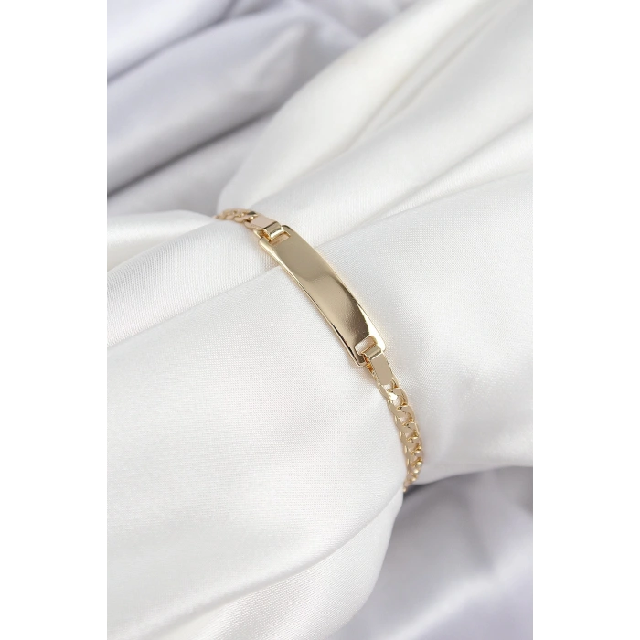 Mey İthalat® Pirinç Dikdörtgen Model Gold Renk Xuping Bebek Künyesi