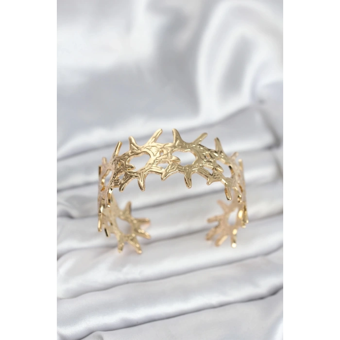 Mey İthalat® Pirinç Gold Renk Vintage Kadın Bileklik