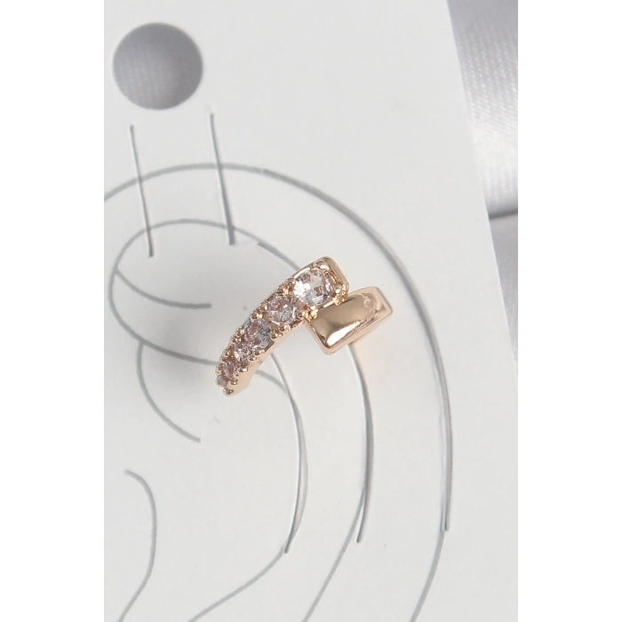 BFS Pirinç Gold Renk Zirkon Taşlı Kadın Kıkırdak Küpe