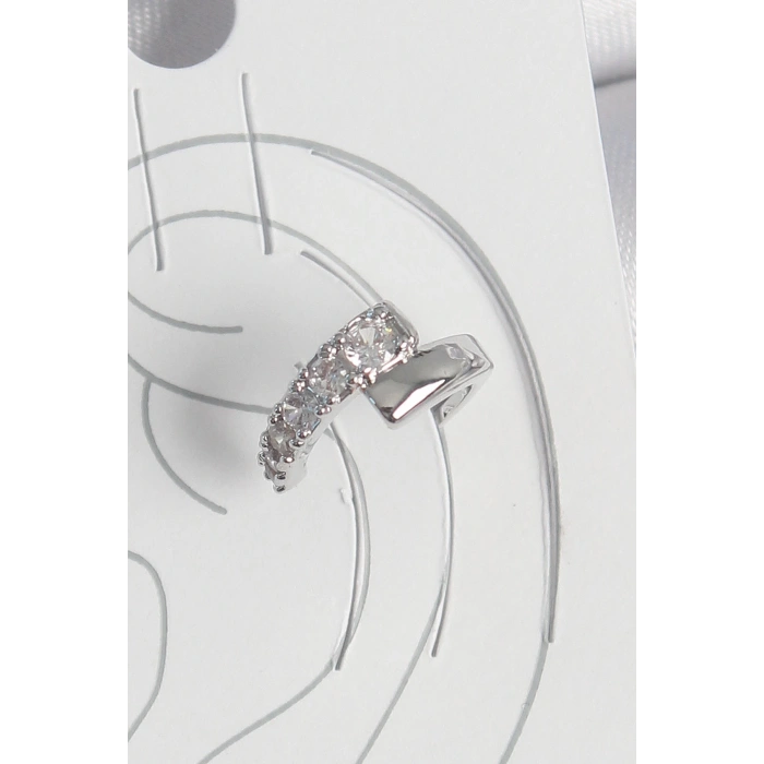 BFS Pirinç Gümüş Renk Zirkon Taşlı Kadın Kıkırdak Küpe