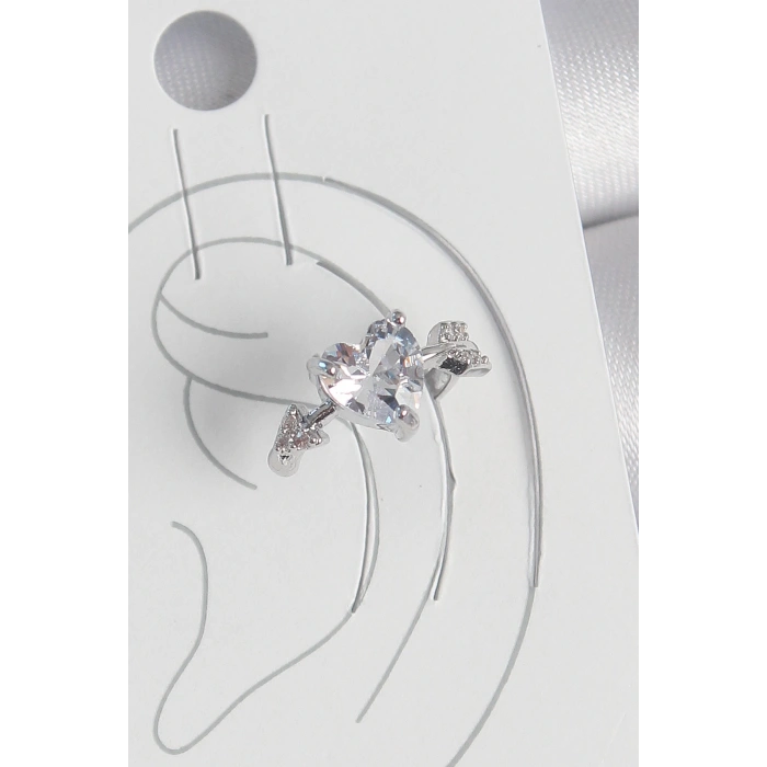 BFS Pirinç Gümüş Renk Zirkon Taşlı Yıldız Model Kadın Kıkırdak Küpe