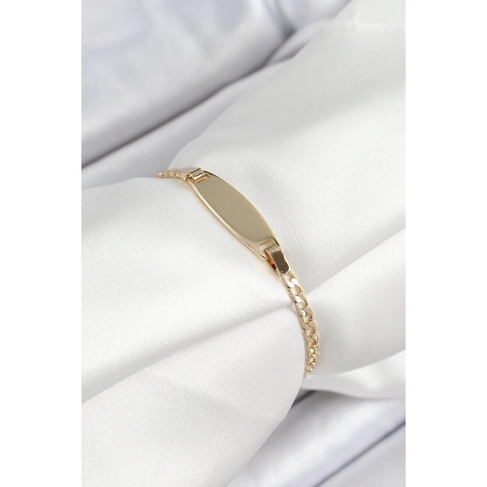 Mey İthalat® Pirinç Oval Model Gold Renk Xuping Bebek Künyesi