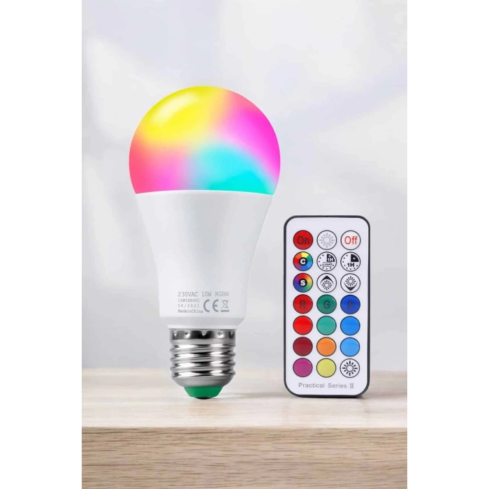 BFS Renk Değiştirebilen RGB Işıklı Led Ampul A+Enerji 15 Watt Led Işık