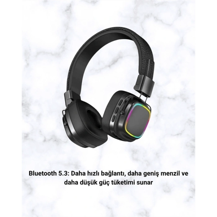 BFS RGB Işıklı Katlanabilir Bluetooth 5.3 Kulak Üstü Kulaklık