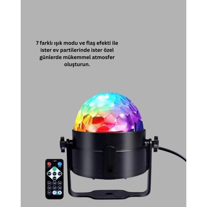 BFS RGB LED Disko Küresi 7 Modlu Uzaktan Kumandalı
