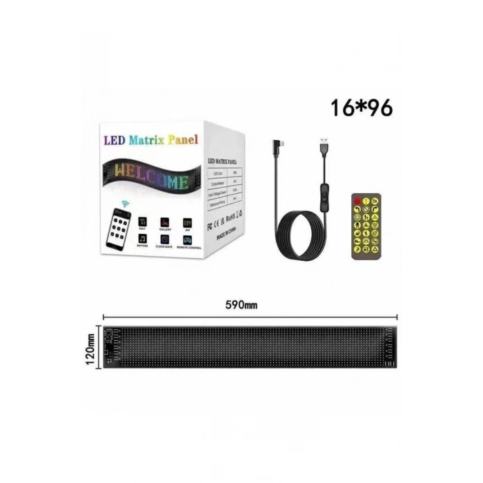 BFS Rp1259 Led Matrix Panel 16x96cm Telefon Kontrollü Kayar Led Animasyon Aydınlatma