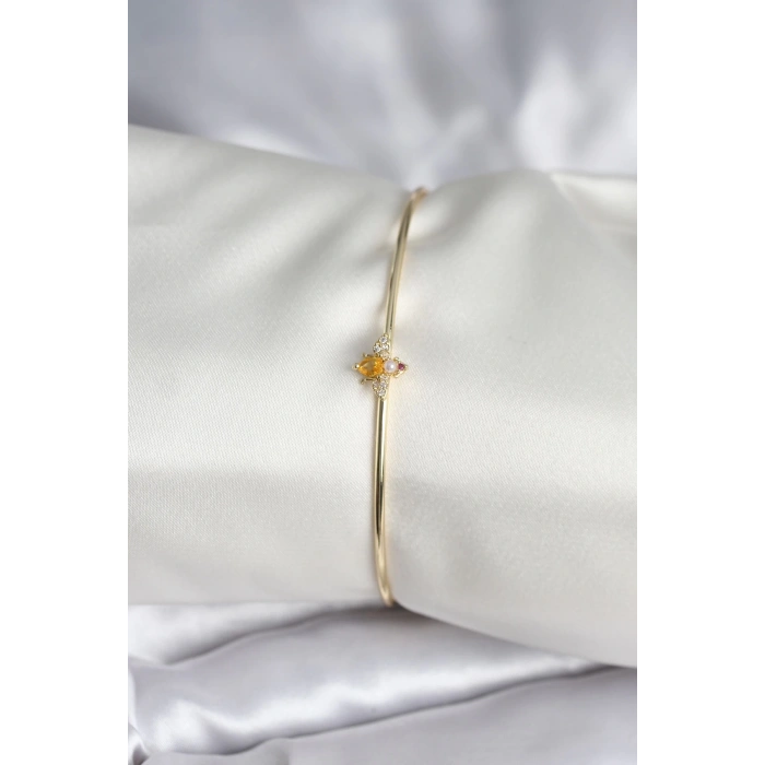 Mey İthalat® Sinek Figürlü Gold Renk Pirinç Kadın Bileklik