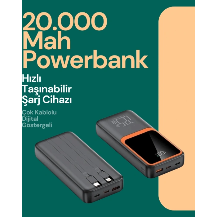 BFS Taşınabilir Şarj Cihazı 20000 mAh | 22.5W Hızlı Şarj + Dijital Ekran + Kablo Dahil