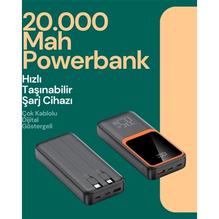 BFS Taşınabilir Şarj Cihazı 20000 mAh | 22.5W Hızlı Şarj + Dijital Ekran + Kablo Dahil