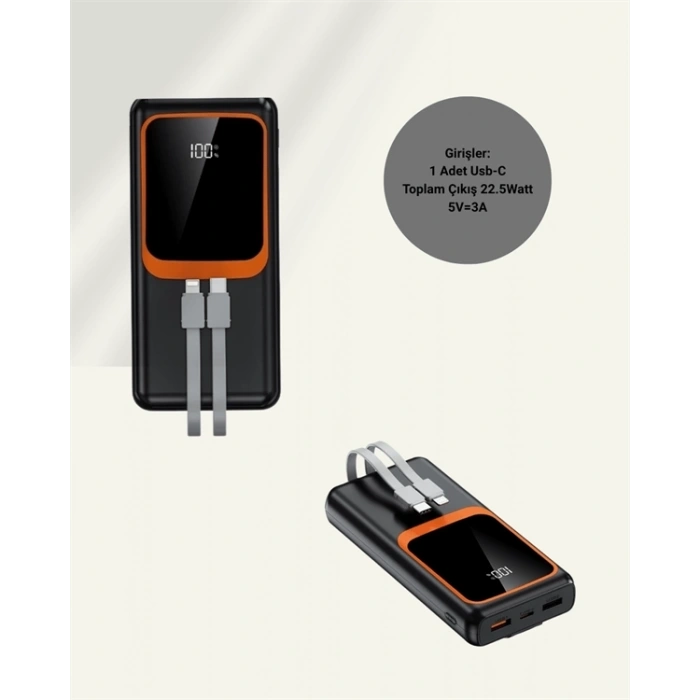 BFS Taşınabilir Şarj Cihazı 20000 mAh | 22.5W Hızlı Şarj + Dijital Ekran + Kablo Dahil