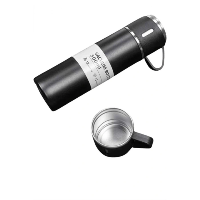 BFS Termos Seti 3lü Bardak Seti Isı Dayanıklı Siyah Paslanmaz Çelik Vakumlu