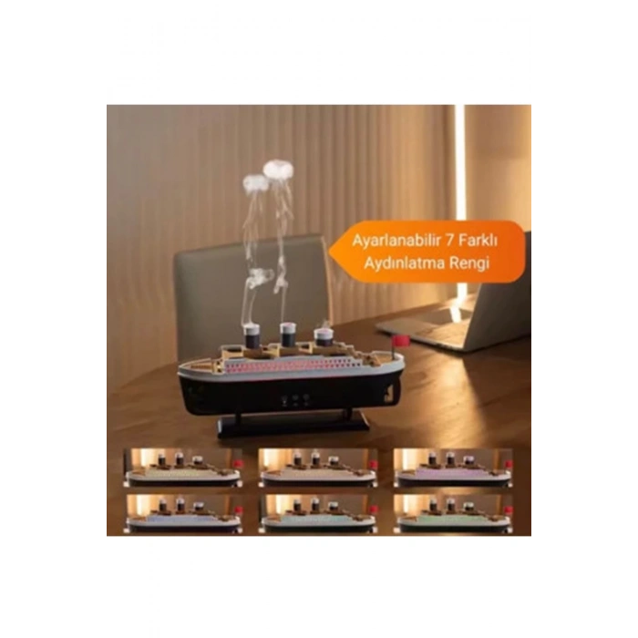 BFS Titanic Gemi Hava Nemlendirici Işıklı Fonksiyonlu Buhar Makinesi Kumandalı