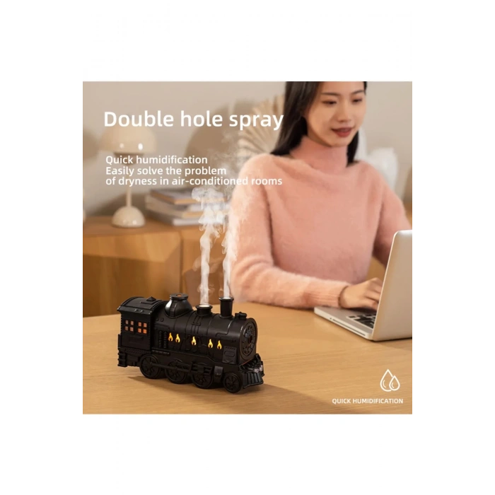 BFS Tren Şeklinde Buharlı Oda Hava Nemlendirici Işık Buhar Makinesi Kumandalı