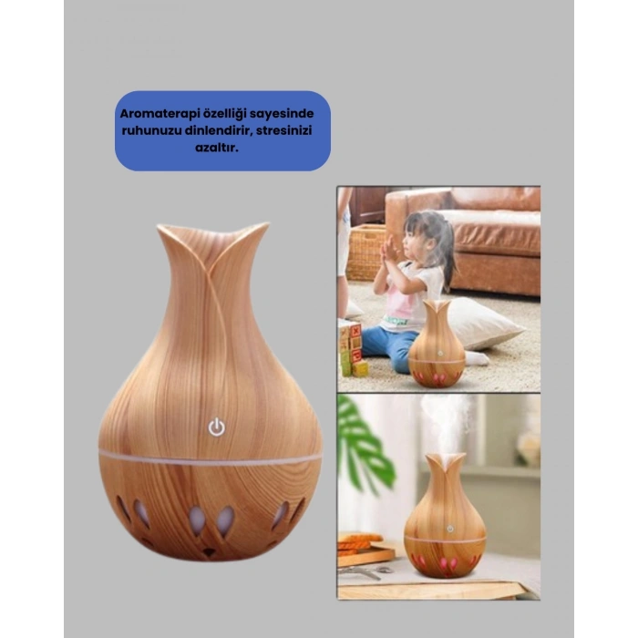 BFS Ultrasonik Ahşap Desenli 130ml Aromaterapi Difüzör ve Hava Nemlendirici