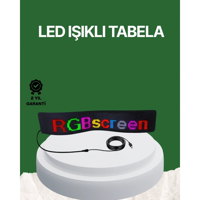 BFS USB Girişli RGB LED Tabela Ayarlanabilir Parlaklık ve Kayan Yazı Özellikli