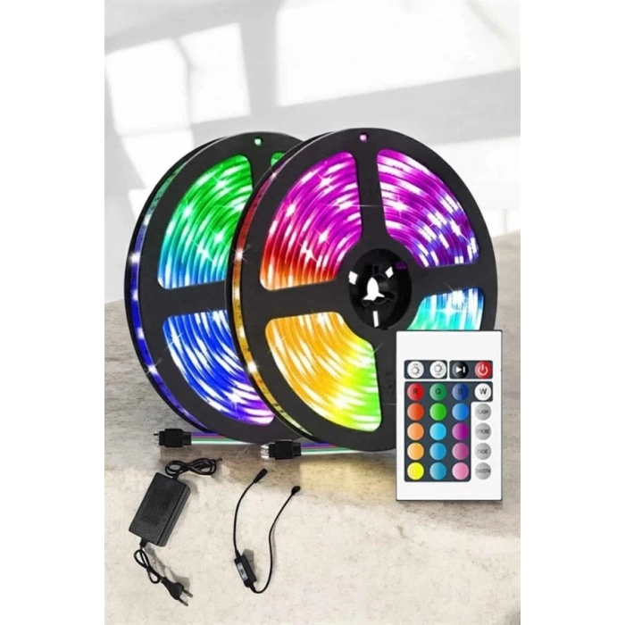 BFS Yeni Nesil RGB Işıklı 10Metre Şerit Led Kumandalı Şarj Edilebilir