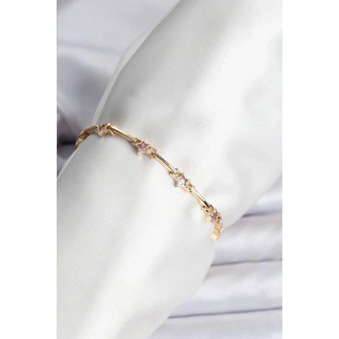 Mey İthalat® Yıldız Model Gold Renk Pirinç Bileklik