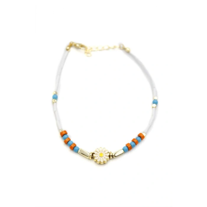 Boncuklu Papatya Halhal - Altın