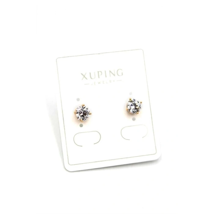 Büyük Boy Tek Taş Küpe - Altın