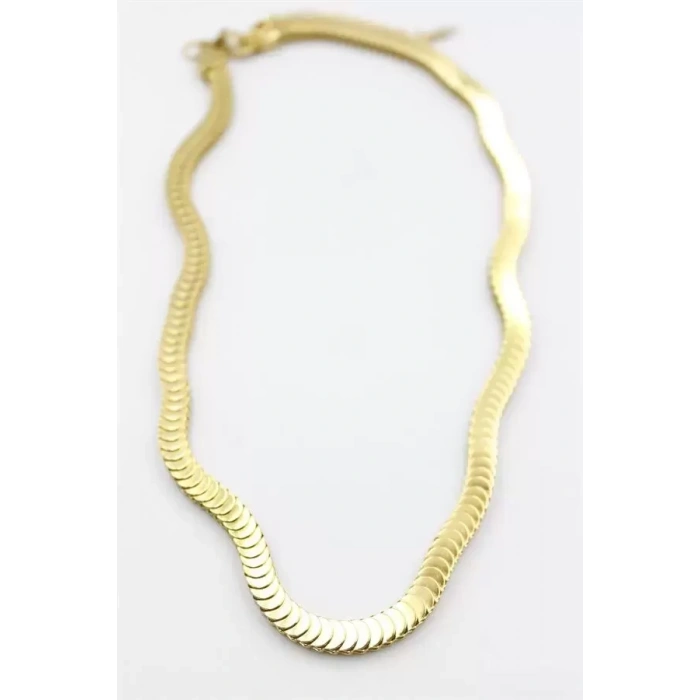 Çelik Balık Sırtı Kolye - Altın