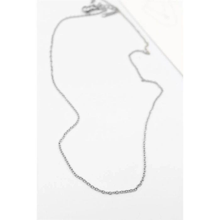 Çelik Zincir Kolye - 45 cm - Gümüş
