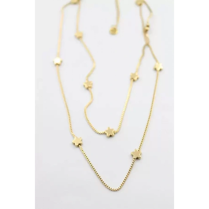 Çiçek Kolye-60 cm - Altın