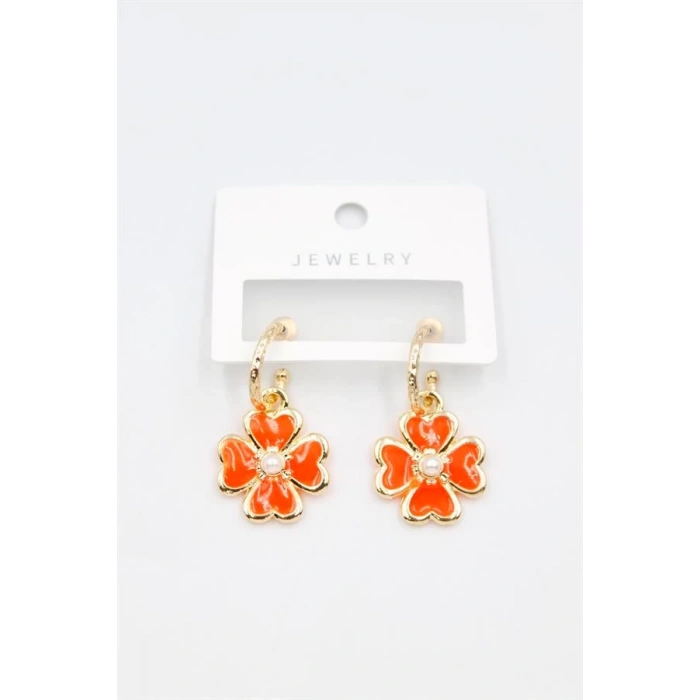 Çiçek Küpe - Turuncu