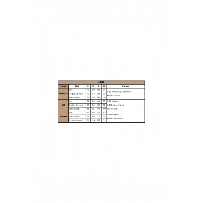 Çiçek Yaprak ve Etnik Desenli Dantelli 3lü Pijama Takımı