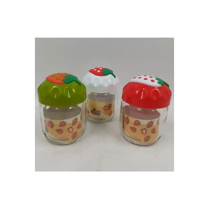 Çilek Desenli Kavanoz 1 Adet 425 Cc Royaleks-CK425