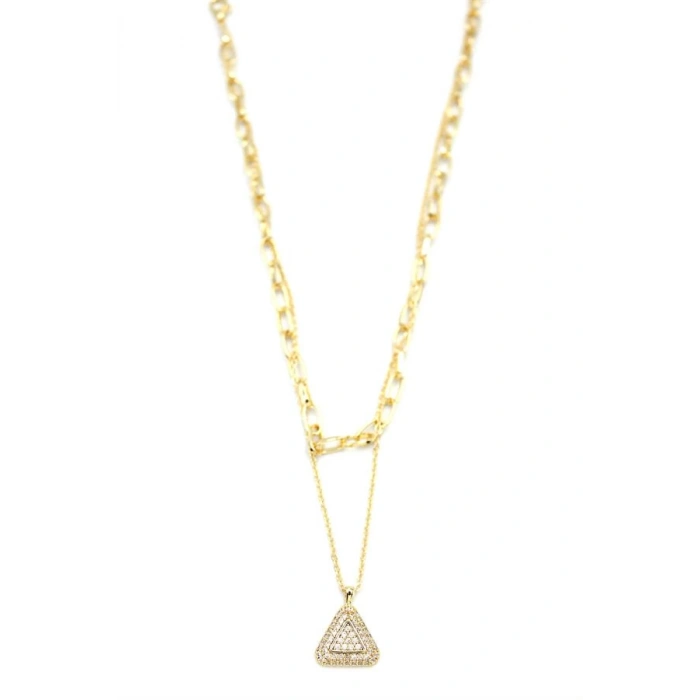 Çoklu Üçgen Kolye - Altın