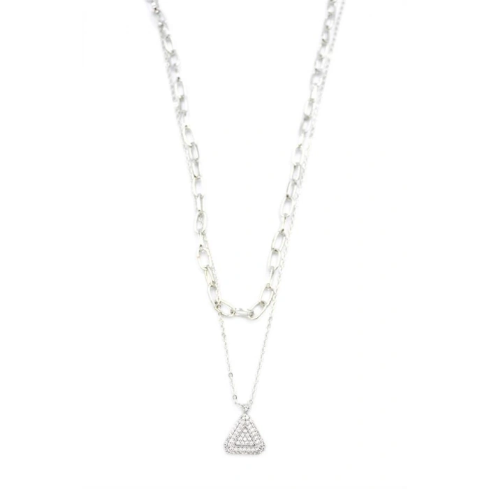 Çoklu Üçgen Kolye - Gümüş
