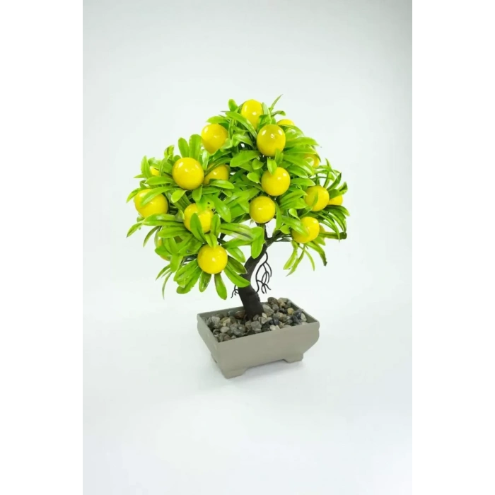 Dekor Ağaç Limon Ağacı Saksılı Dekoratif Ağaç Biblo 24x13 cm