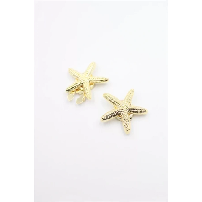 Deniz Yıldızı Düğme Broşu - Altın
