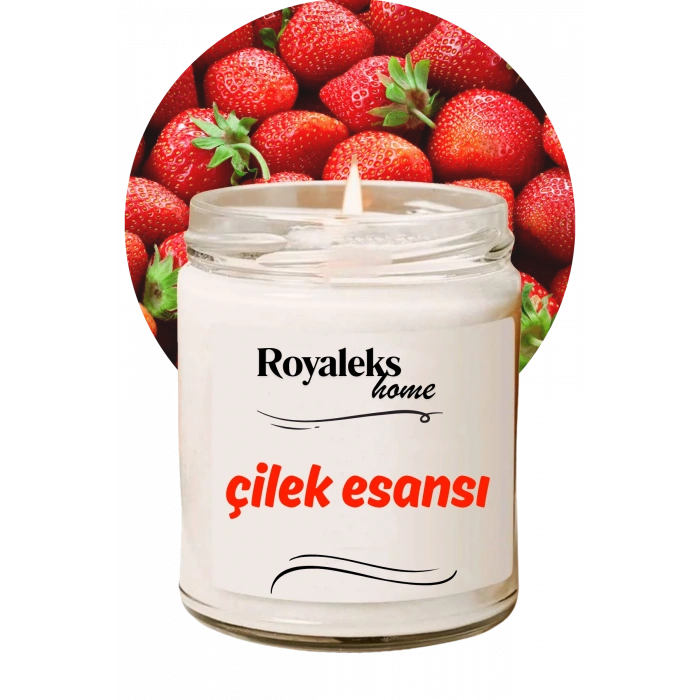 Doğal Özel Seri Kokulu Dekoratif Kavanoz Mum 210 cc - Çilek Esansı - RYL
