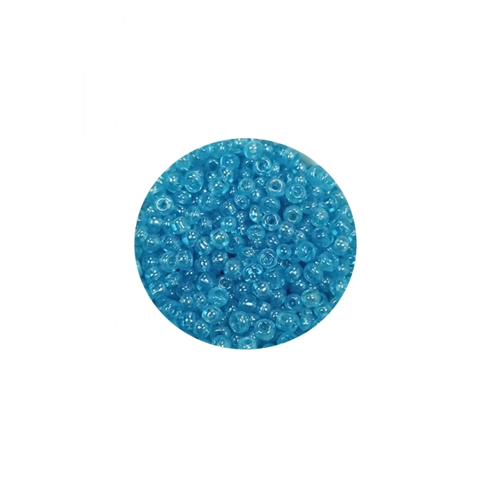 Dökme Cam Kum Boncuk (11/0) 2 mm - 20 Gram -  Şeffaf Camgöbeği - BNC023