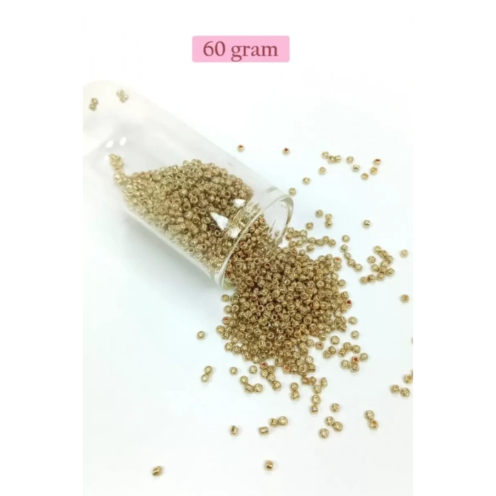 Dökme Cam Kum Boncuk (11/0) 2 mm - 60 Gram -  Altın - BNC059