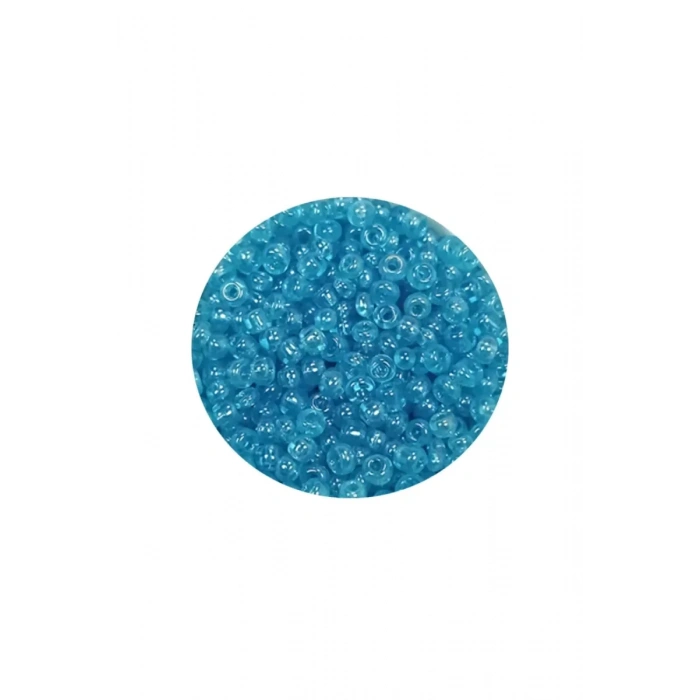 Dökme Cam Kum Boncuk (11/0) 2 mm - 60 Gram -  Şeffaf Camgöbeği - BNC058