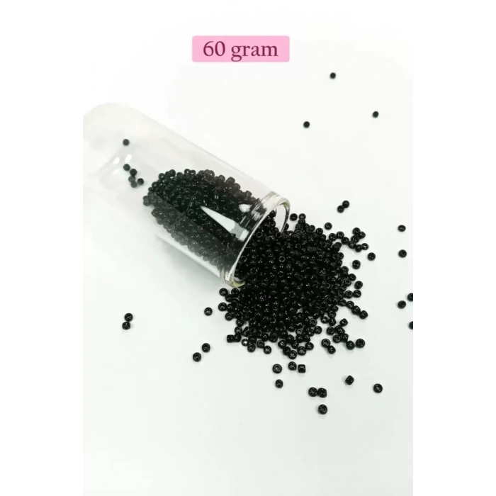 Dökme Cam Kum Boncuk (11/0) 2 mm - 60 Gram -  Siyah - BNC045