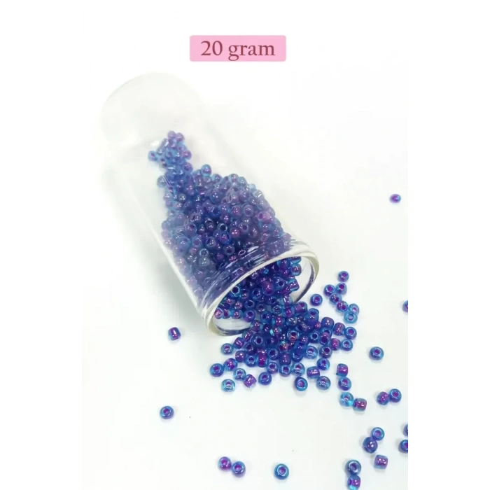 Dökme Cam Kum Boncuk (8/0) 3 mm - 20 Gram - Şeffaf Mavi - BNC149