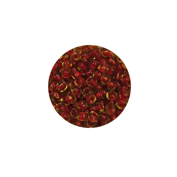 Dökme Cam Kum Boncuk (8/0) 3 mm - 20 Gram - Şeffaf Sarı Kırmızı - BNC175