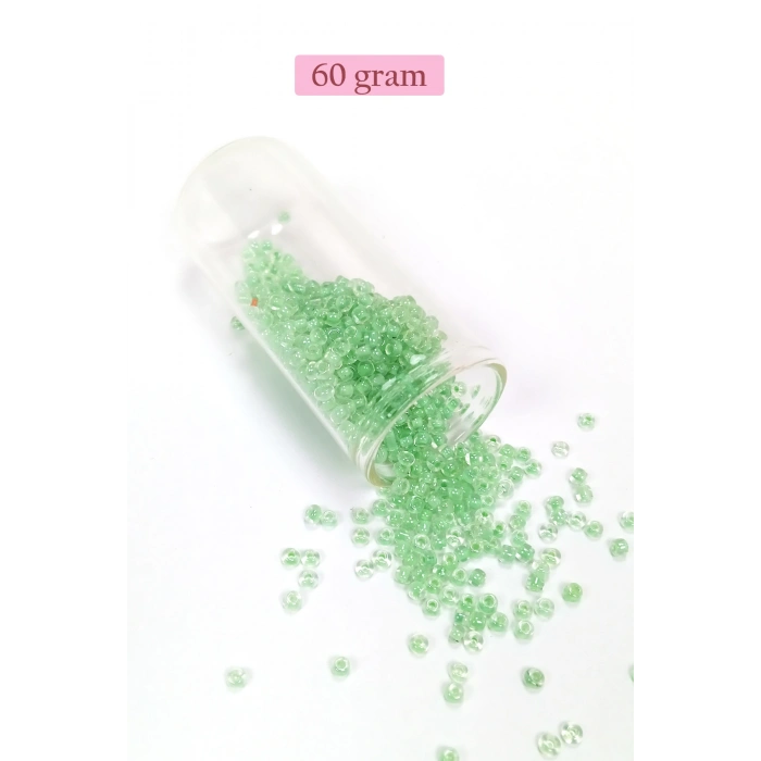 Dökme Cam Kum Boncuk (8/0) 3 mm - 60 Gram - Şeffaf Açık Yeşil - BNC191